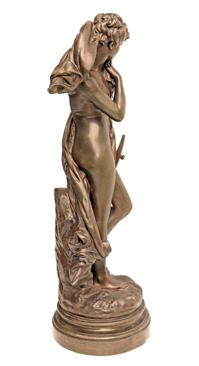 Maximilien BOURGEOIS (1839-1901) Bronze Femme à La Lyre-photo-4
