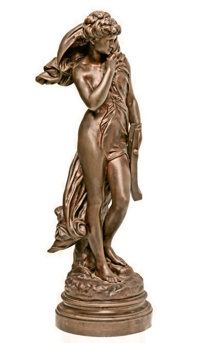 Maximilien BOURGEOIS (1839-1901) Bronze Femme à La Lyre-photo-1