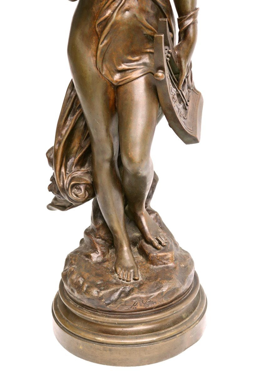 Maximilien BOURGEOIS (1839-1901) Bronze Femme à La Lyre-photo-6