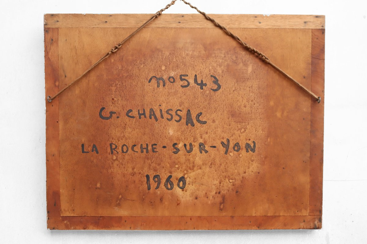 Gaston Chaissac (1910-1964) Ripolin On Masonite-photo-3