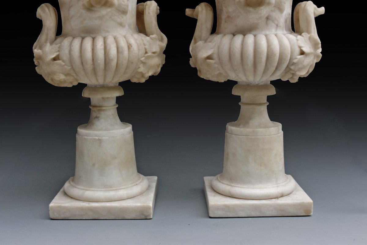 Paire Vases Médicis En Marbre Eclairant-photo-8
