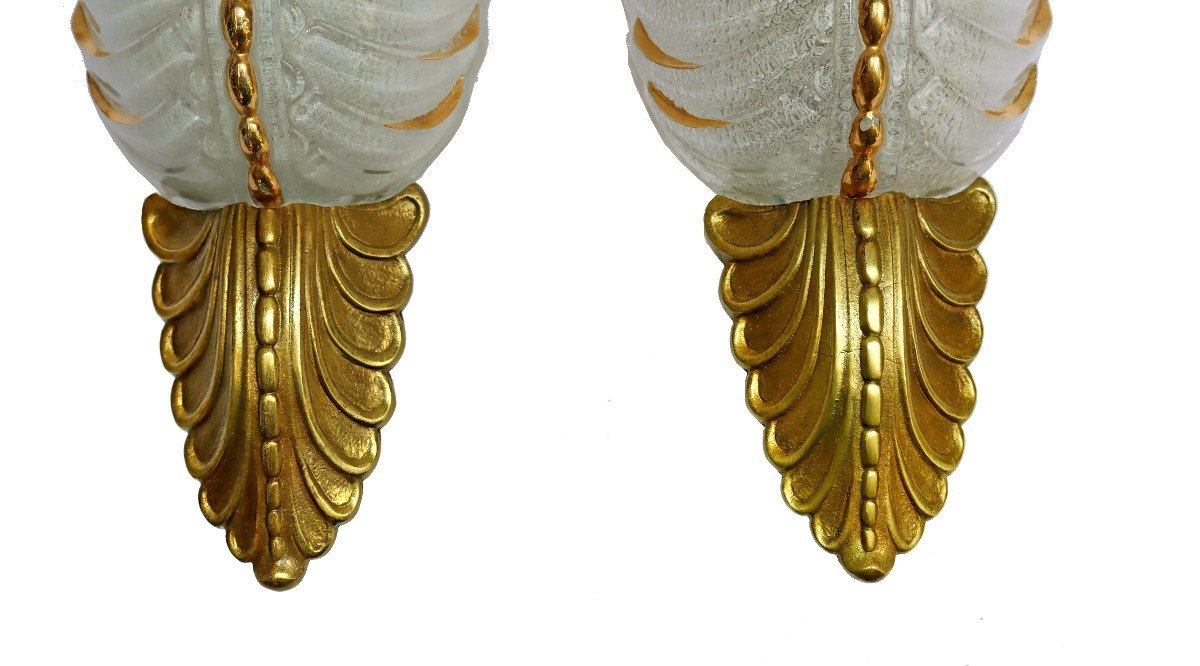 Paire d'Appliques Art Déco signées Ezan-photo-4