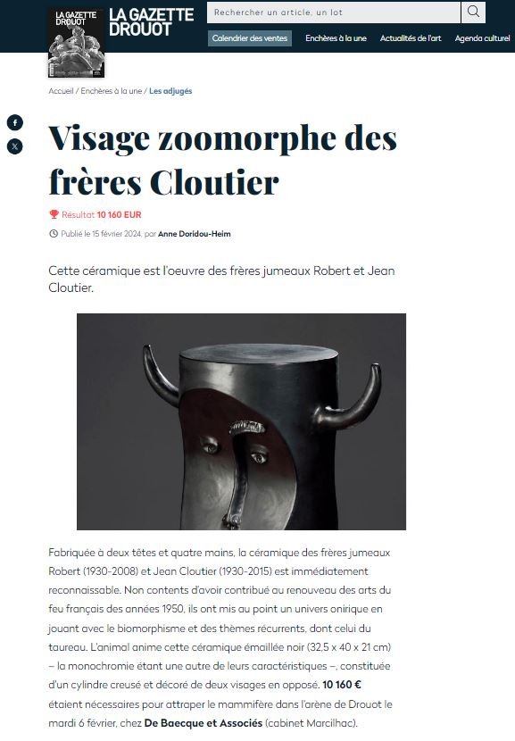 CLOUTIER Jean (né en 1930) & Robert (1930-2008) Vase Sculpture Anthropomorphe-photo-7