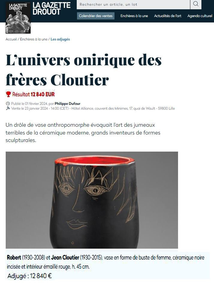 CLOUTIER Jean (né en 1930) & Robert (1930-2008) Vase Sculpture Anthropomorphe-photo-8