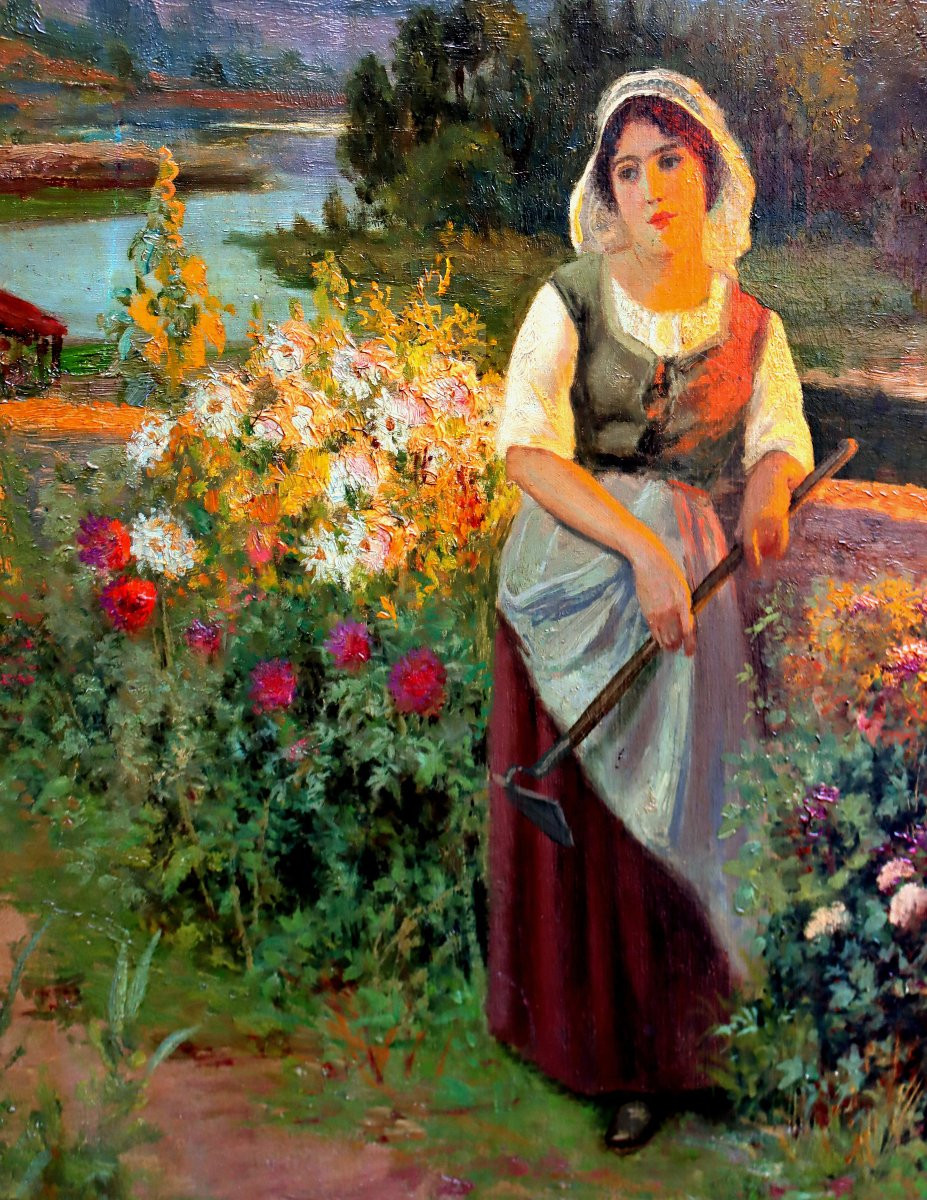 Jean Beauduin (1851-1916) Impressionist Portrait-photo-2