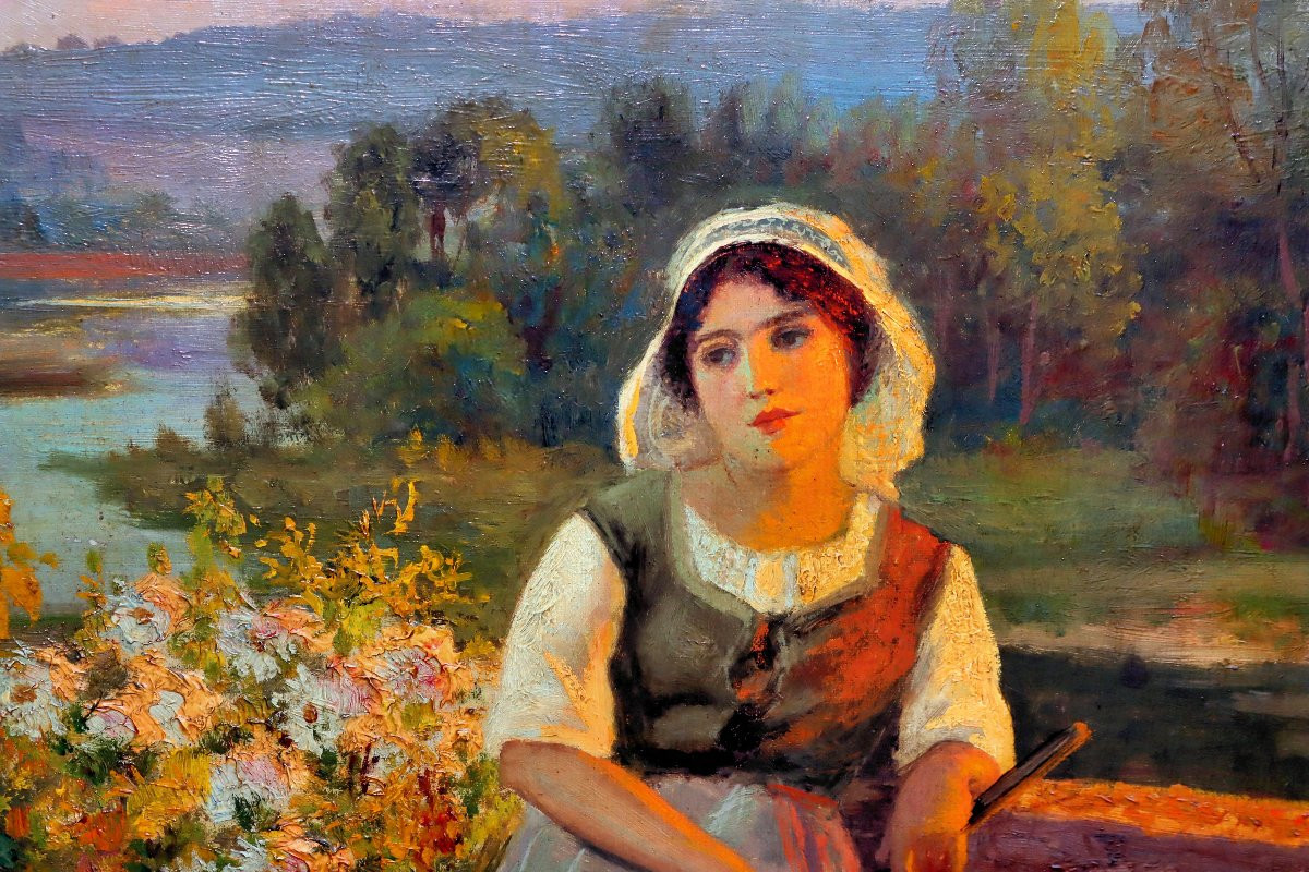 Jean Beauduin (1851-1916) Impressionist Portrait-photo-5