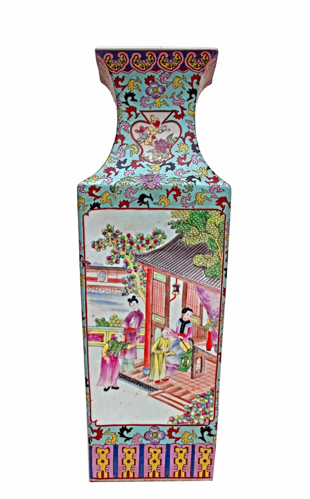 Chine Grand Vase Céladon Porcelaine de Canton XIXe (H:68 cm)