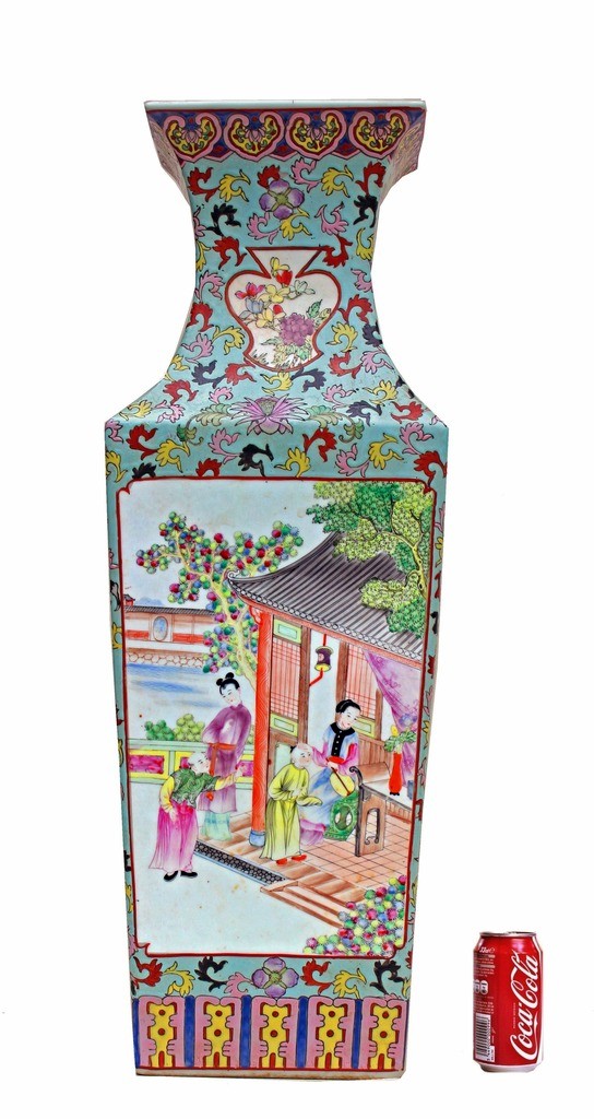 Chine Grand Vase Céladon Porcelaine de Canton XIXe (H:68 cm)-photo-8