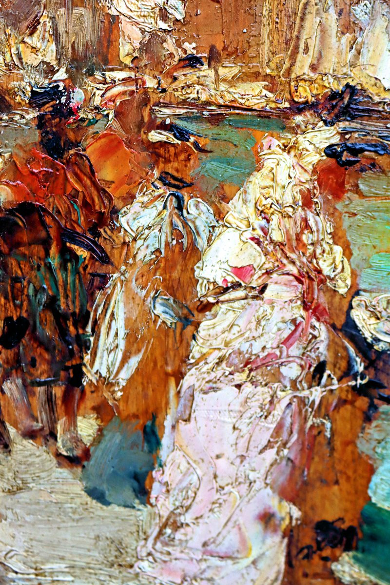 Lorenzo Delleani (1840- 1908) Carnaval de Venise Impressionniste-photo-3