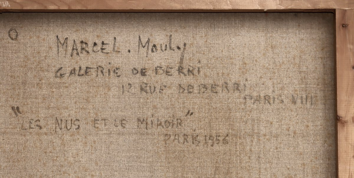 Marcel MOULY (1918-2008) "Les Nus au Miroir" Grande Huile sur Toile datée 1956-photo-8