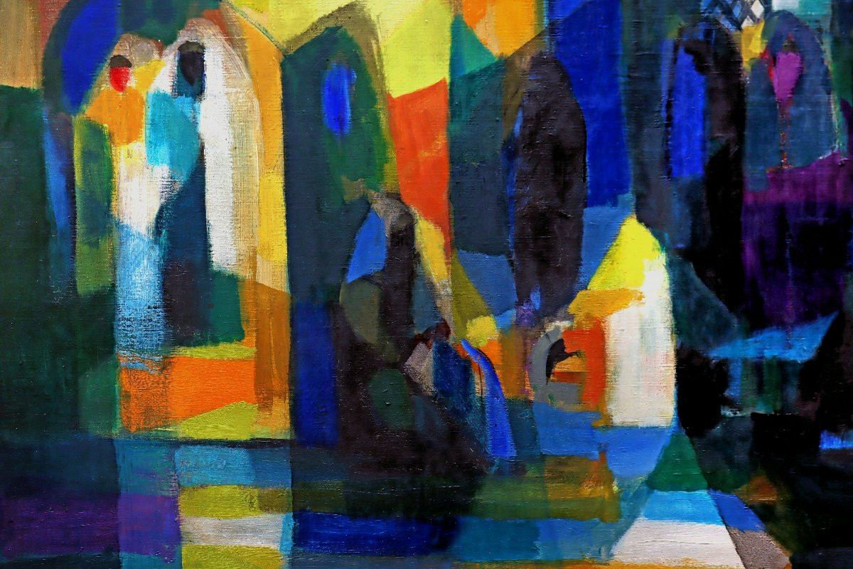 Marcel MOULY (1918-2008) "La Medina" Grande Huile sur Toile datée 1953-photo-2