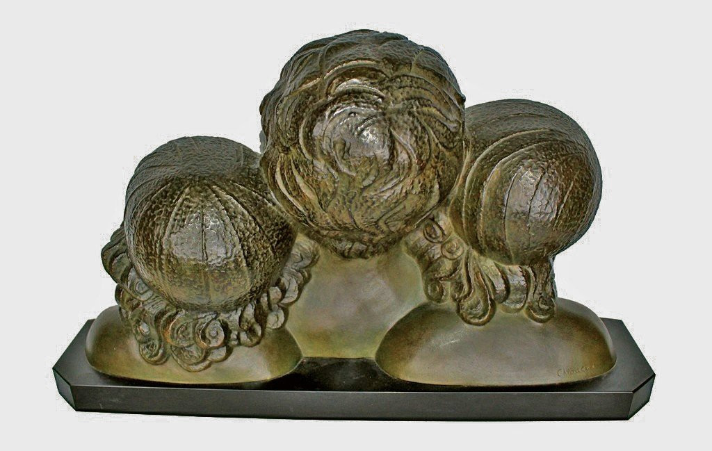 D.H.  CHIPARUS (1886-1947) Groupe en Bronze Art Déco-photo-2