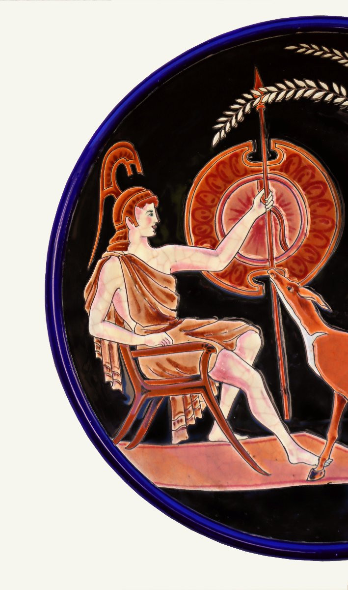 Longwy Large Art Deco Bowl "hermes And Bacchus"-photo-4