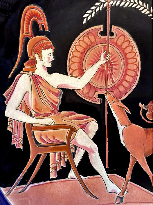 Longwy Large Art Deco Bowl "hermes And Bacchus"-photo-1