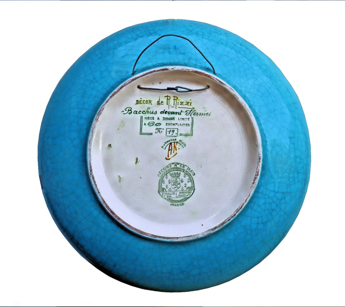 Longwy Large Art Deco Bowl "hermes And Bacchus"-photo-4