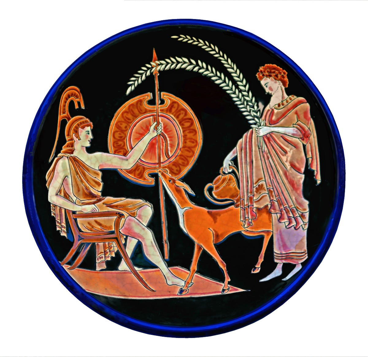 Longwy Large Art Deco Bowl "hermes And Bacchus"