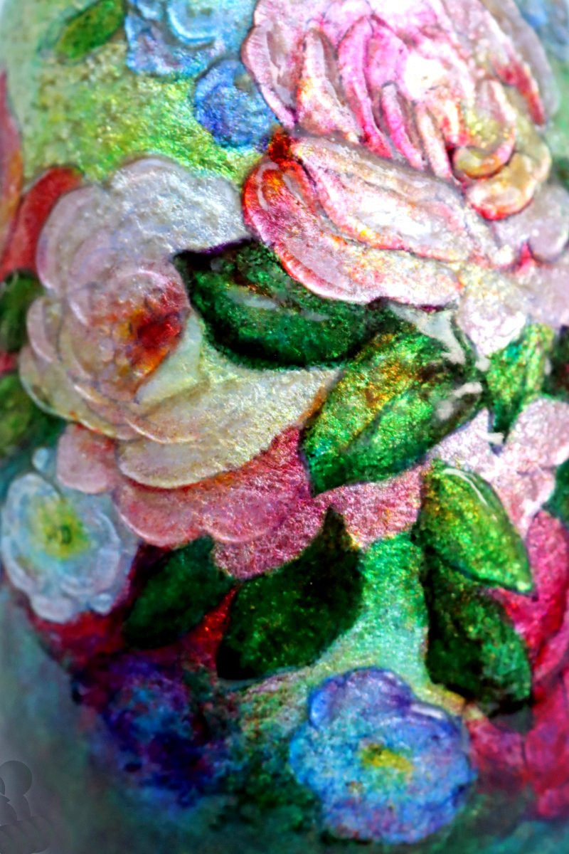 Camille FAUR&Eacute; (1874-1956) Grande Lampe Art D&eacute;co en Emaux Cloisonn&eacute;s-photo-6