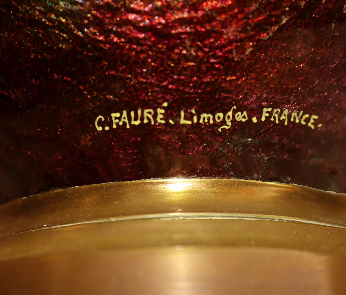 Camille FAUR&Eacute; (1874-1956) Grande Lampe Art D&eacute;co en Emaux Cloisonn&eacute;s-photo-7