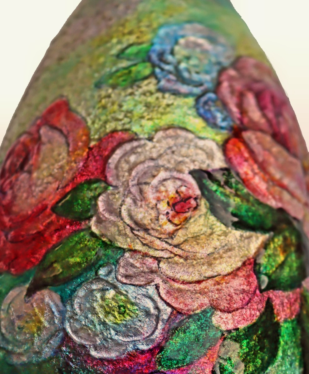 Camille FAUR&Eacute; (1874-1956) Grande Lampe Art D&eacute;co en Emaux Cloisonn&eacute;s-photo-3