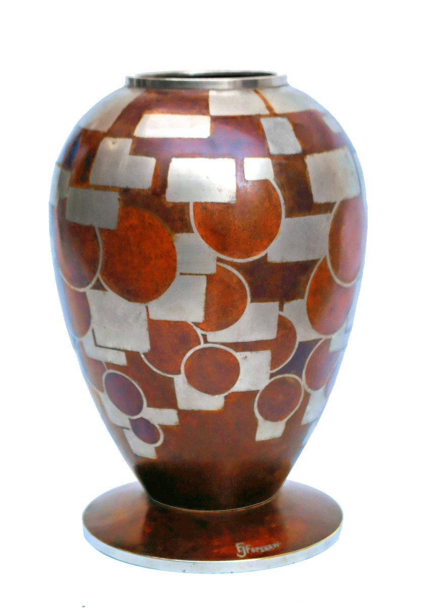 Dinanderie Art Deco Vase Signed F.j Forshaw-photo-2