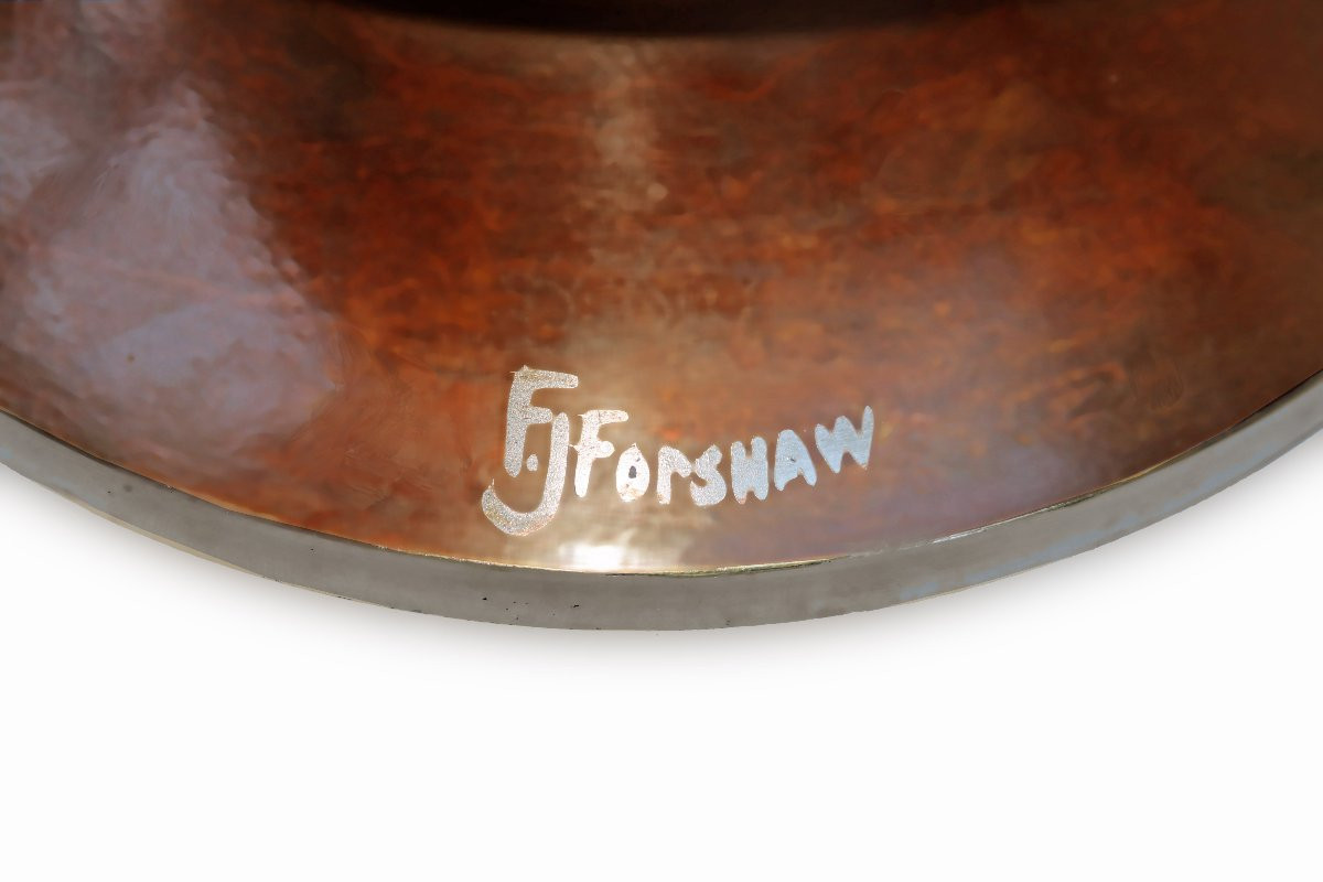 Dinanderie Art Deco Vase Signed F.j Forshaw-photo-3