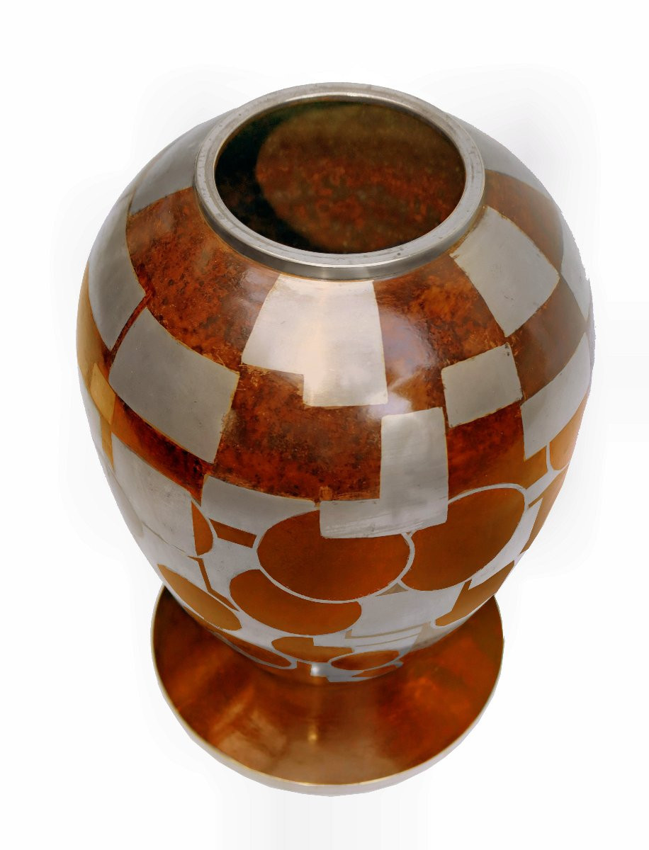 Dinanderie Art Deco Vase Signed F.j Forshaw-photo-6