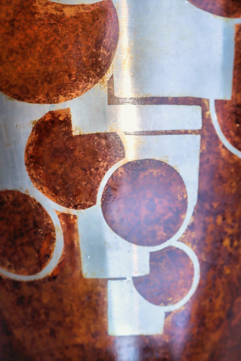 Dinanderie Art Deco Vase Signed F.j Forshaw-photo-8