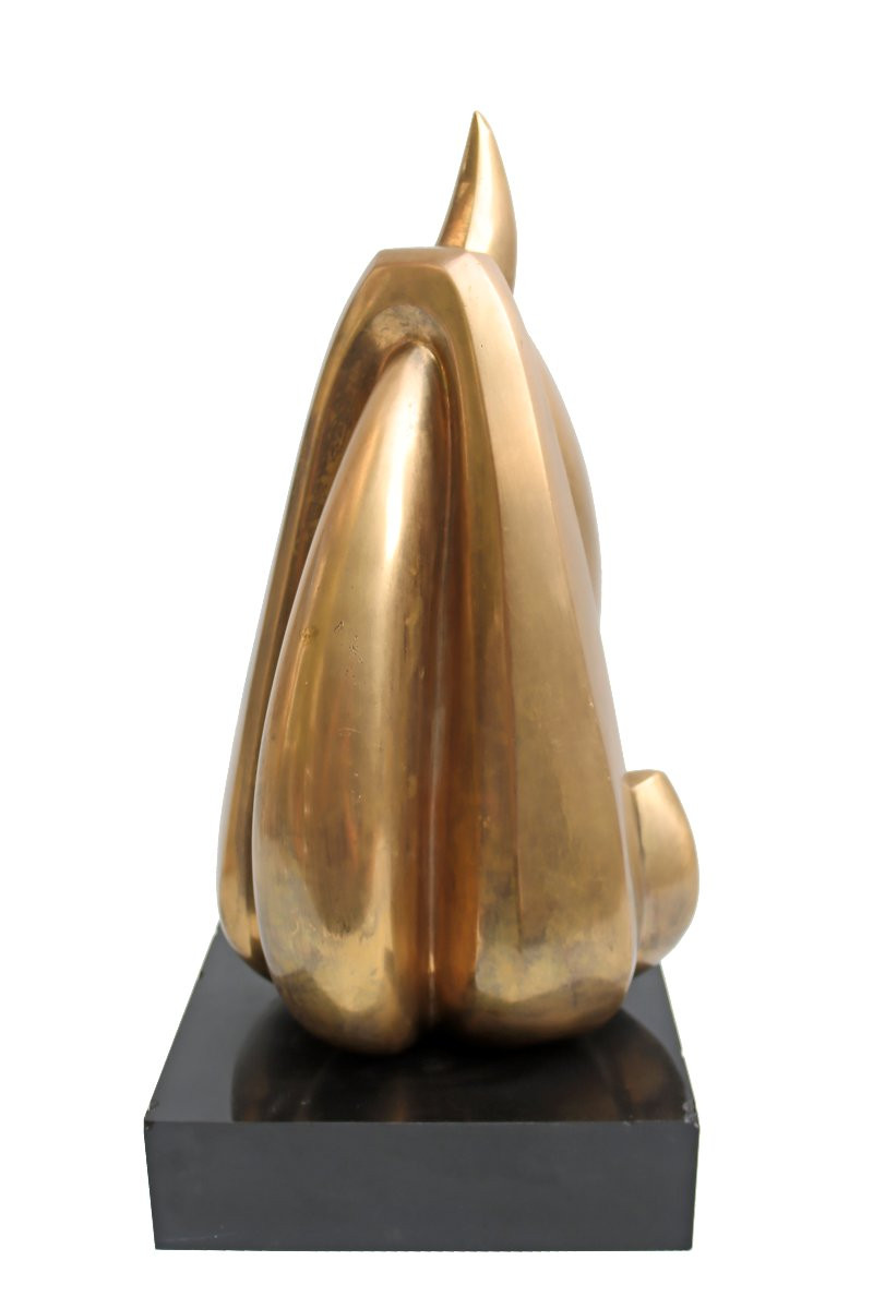 M. FORGEOIS (née 1929) Bocquel fondeur Importante sculpture bronze doré 1976-photo-2