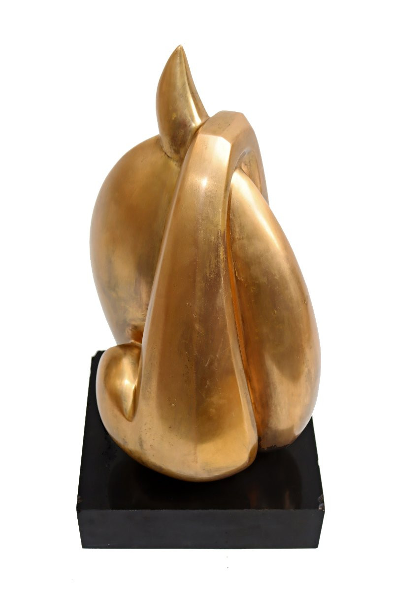 M. FORGEOIS (née 1929) Bocquel fondeur Importante sculpture bronze doré 1976-photo-4