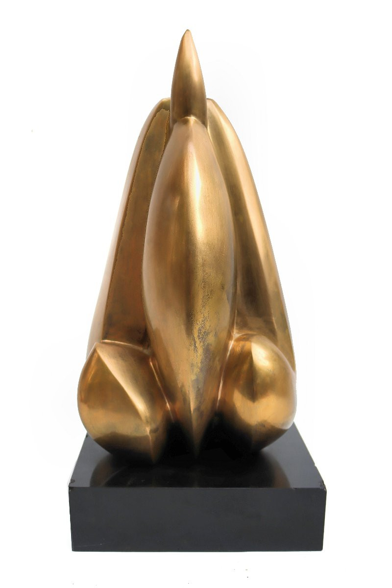 M. FORGEOIS (née 1929) Bocquel fondeur Importante sculpture bronze doré 1976-photo-1