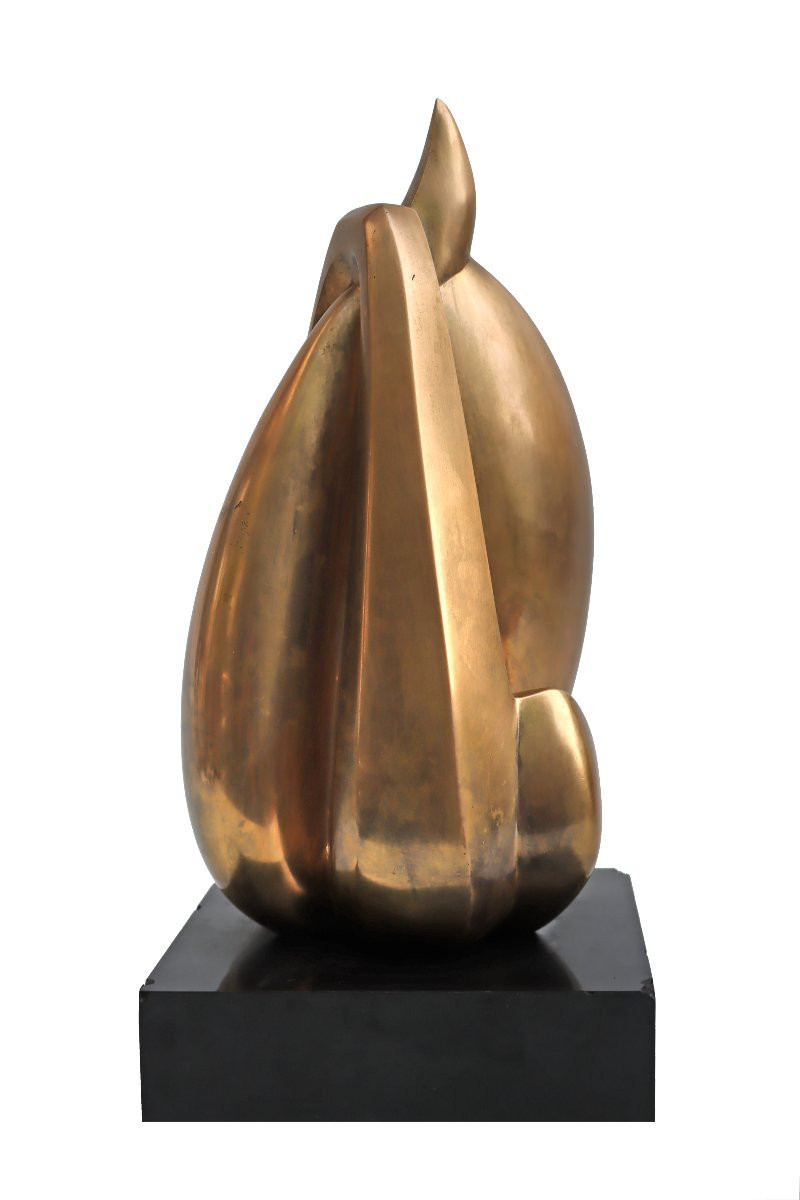 M. FORGEOIS (née 1929) Bocquel fondeur Importante sculpture bronze doré 1976-photo-3