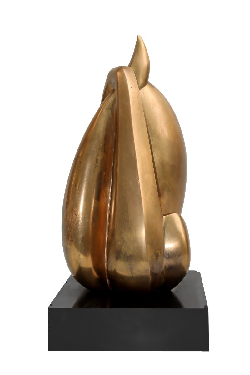 M. FORGEOIS (née 1929) Bocquel fondeur Importante sculpture bronze doré 1976-photo-4