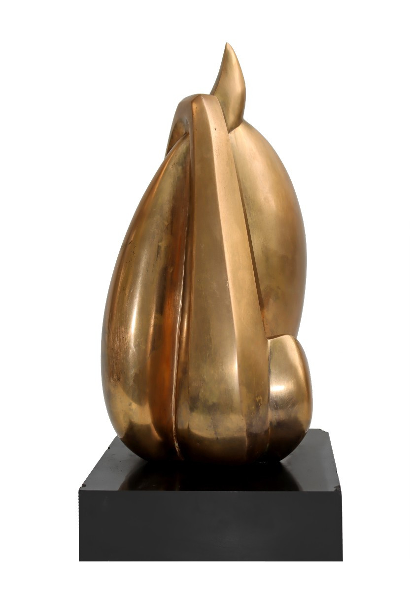M. FORGEOIS (née 1929) Bocquel fondeur Importante sculpture bronze doré 1976