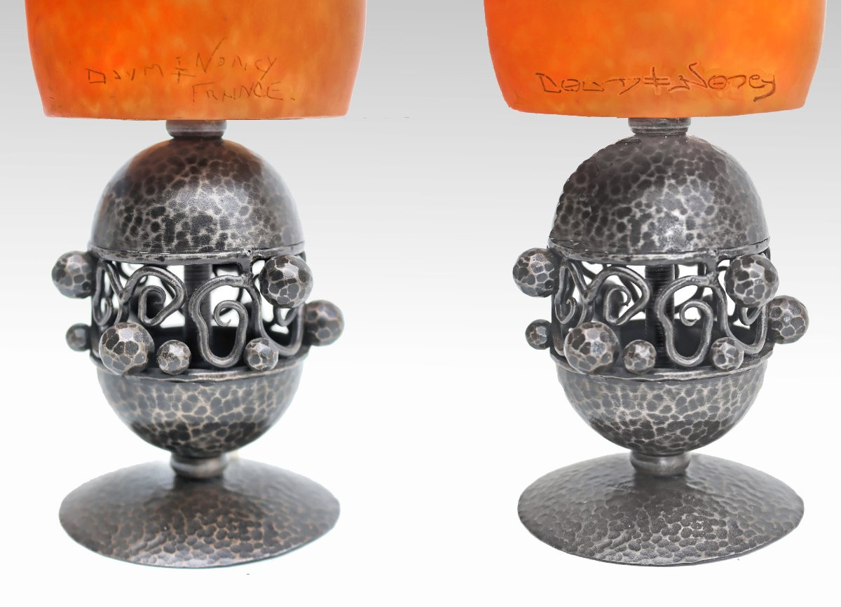 E. BRANDT & DAUM Paire de Lampes Art Déco-photo-3