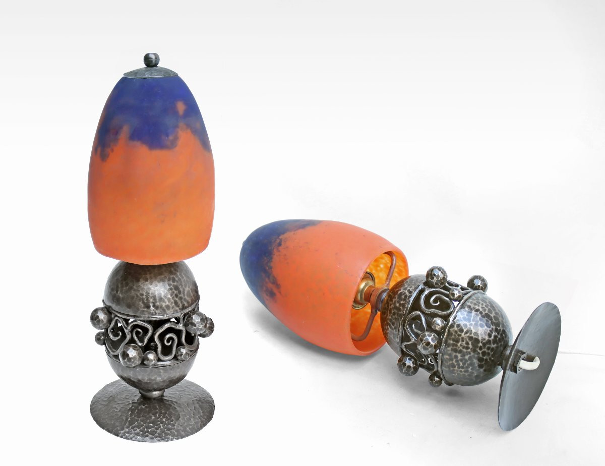 E. BRANDT & DAUM Paire de Lampes Art Déco-photo-4