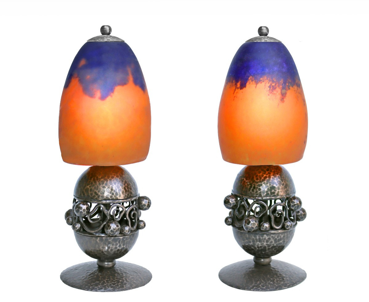 E. BRANDT & DAUM Paire de Lampes Art Déco-photo-2