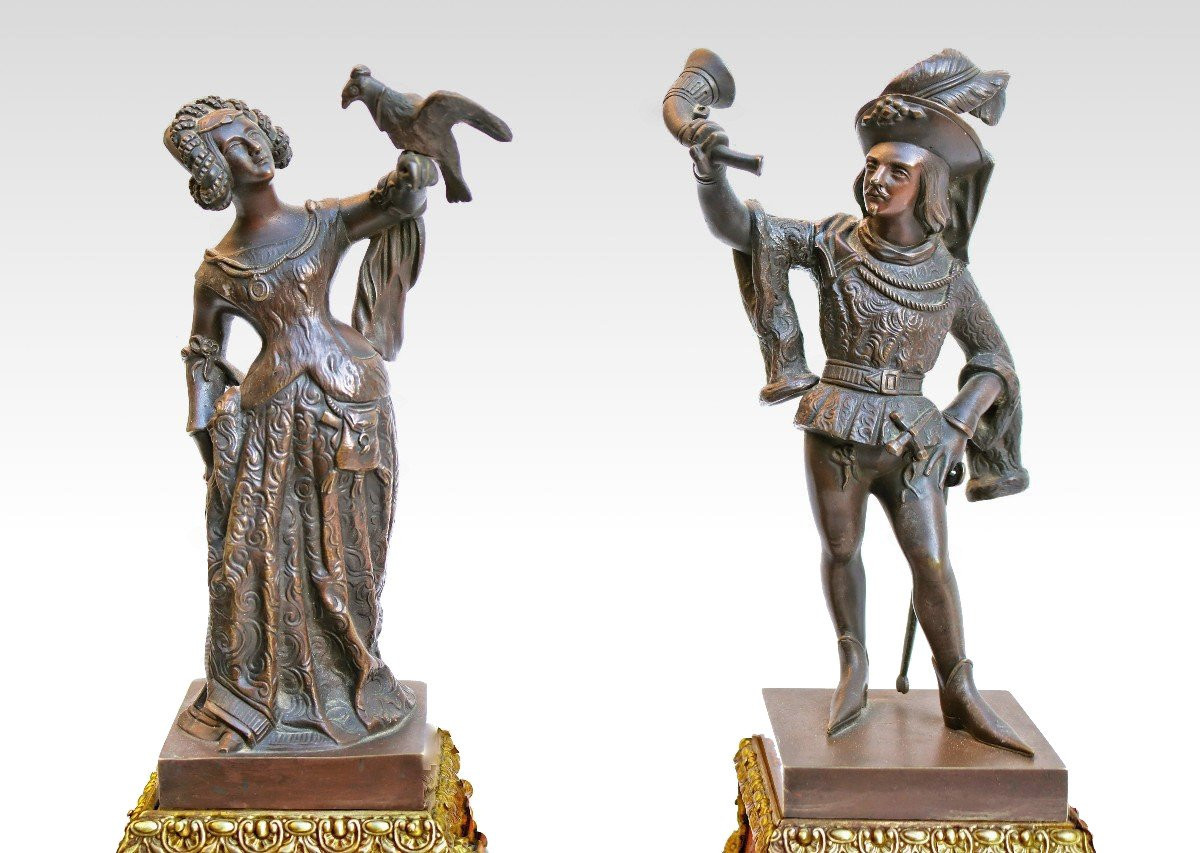 Antonin Moine (1796-1849) Paire De Statues En Bronze époque Charles X-photo-1