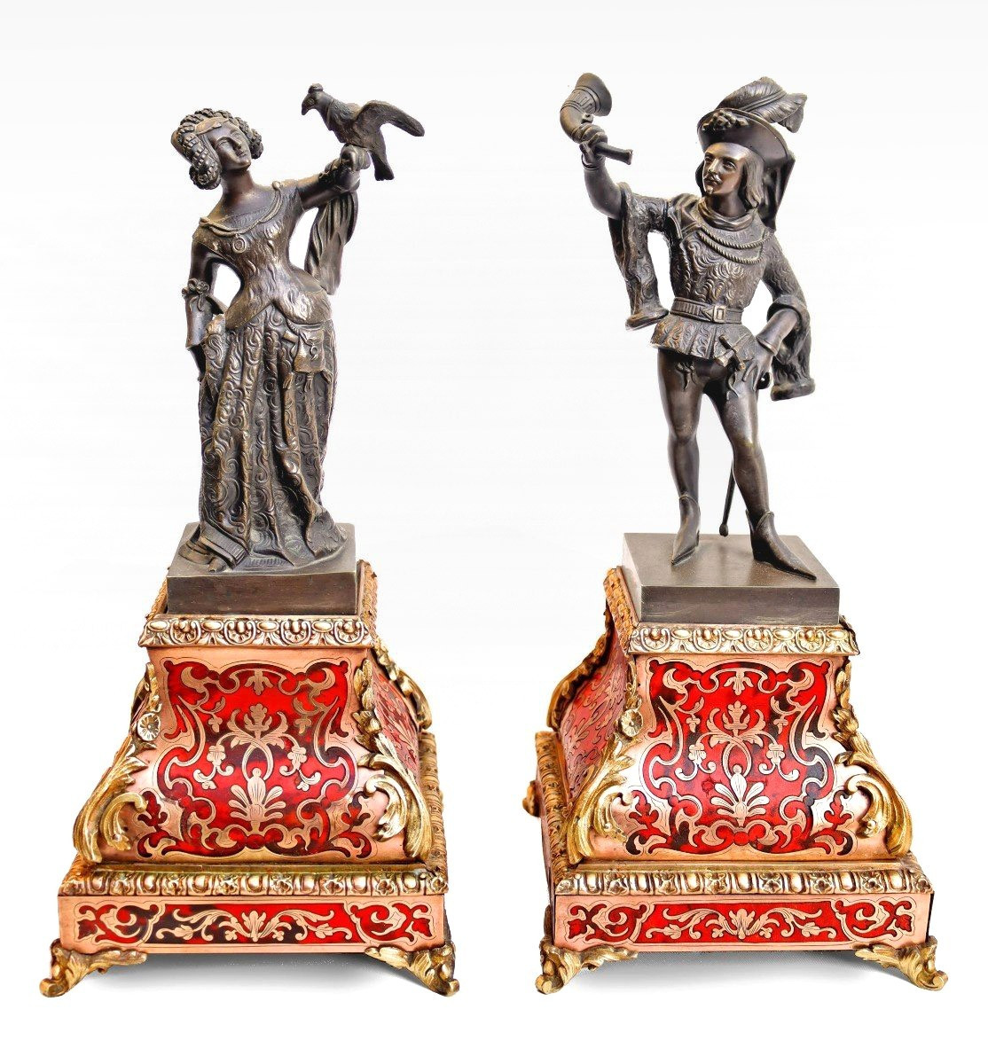 Antonin Moine (1796-1849) Paire De Statues En Bronze époque Charles X