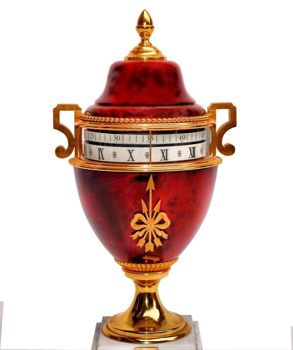 "faberge" Clock With Rotating Circle Signed Lavigne-photo-4