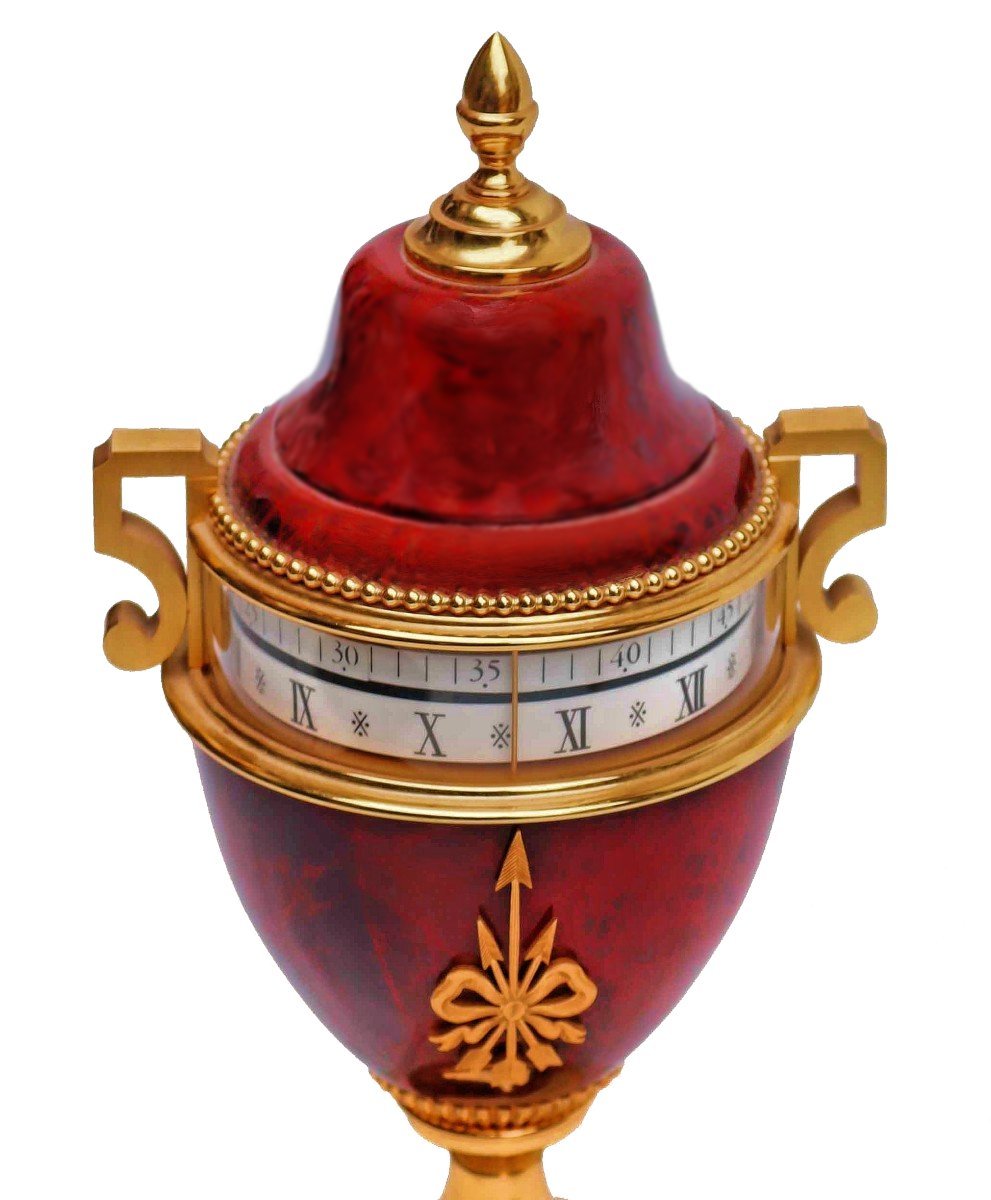 "faberge" Clock With Rotating Circle Signed Lavigne-photo-3
