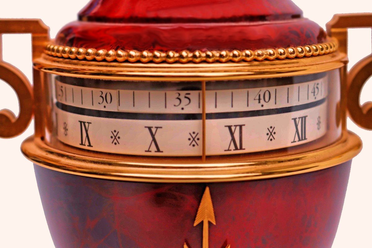 "faberge" Clock With Rotating Circle Signed Lavigne-photo-4