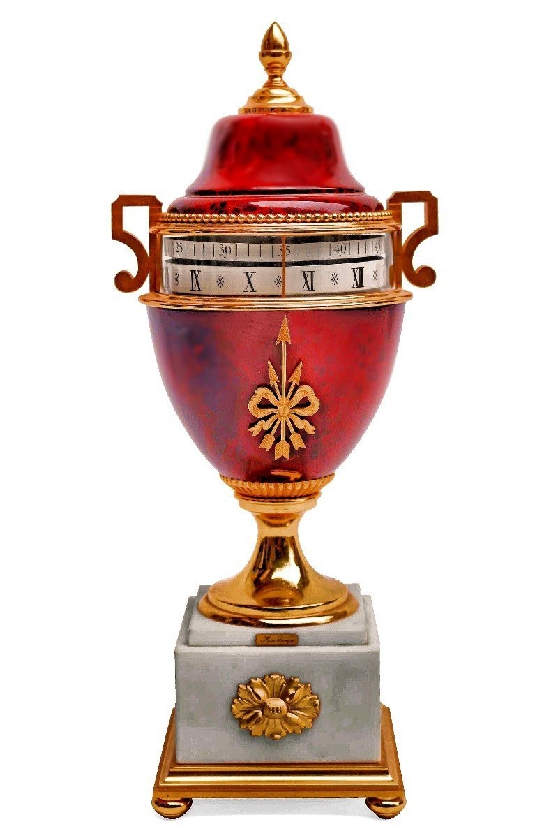 "faberge" Clock With Rotating Circle Signed Lavigne