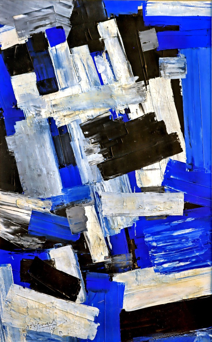 Jean Signovert (1919-1981) Blue Abstraction Dated 1959
