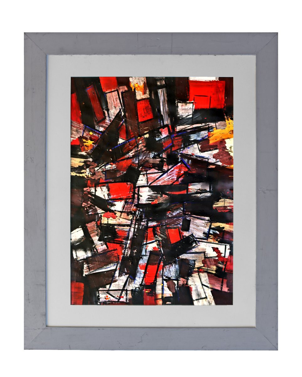 Jean Signovert (1919-1981) Cubist Abtraction Dated 1959-photo-2