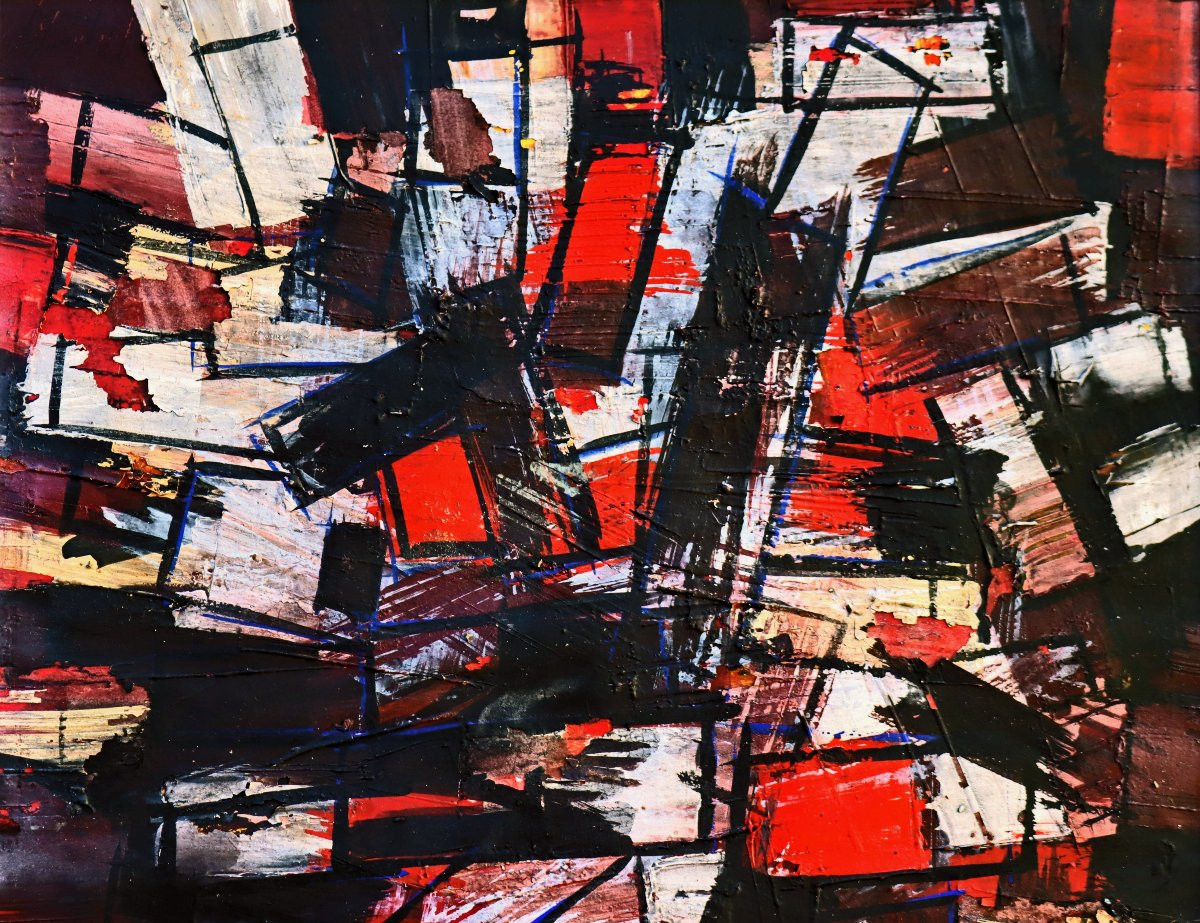 Jean Signovert (1919-1981) Cubist Abtraction Dated 1959-photo-3