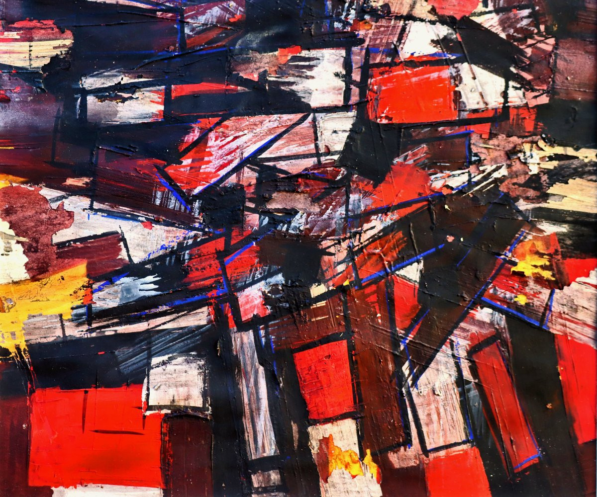 Jean Signovert (1919-1981) Cubist Abtraction Dated 1959-photo-4