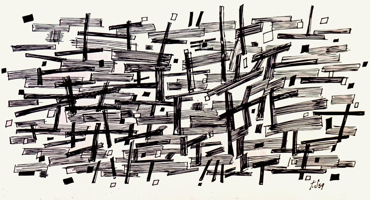 Jean SIGNOVERT (1919-1981) Abtraction Encre et Gouache datée 1959-photo-3
