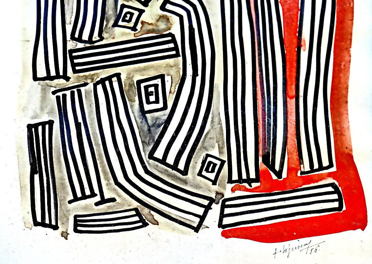 Jean SIGNOVERT (1919-1981) Vibration datée 1956-photo-4