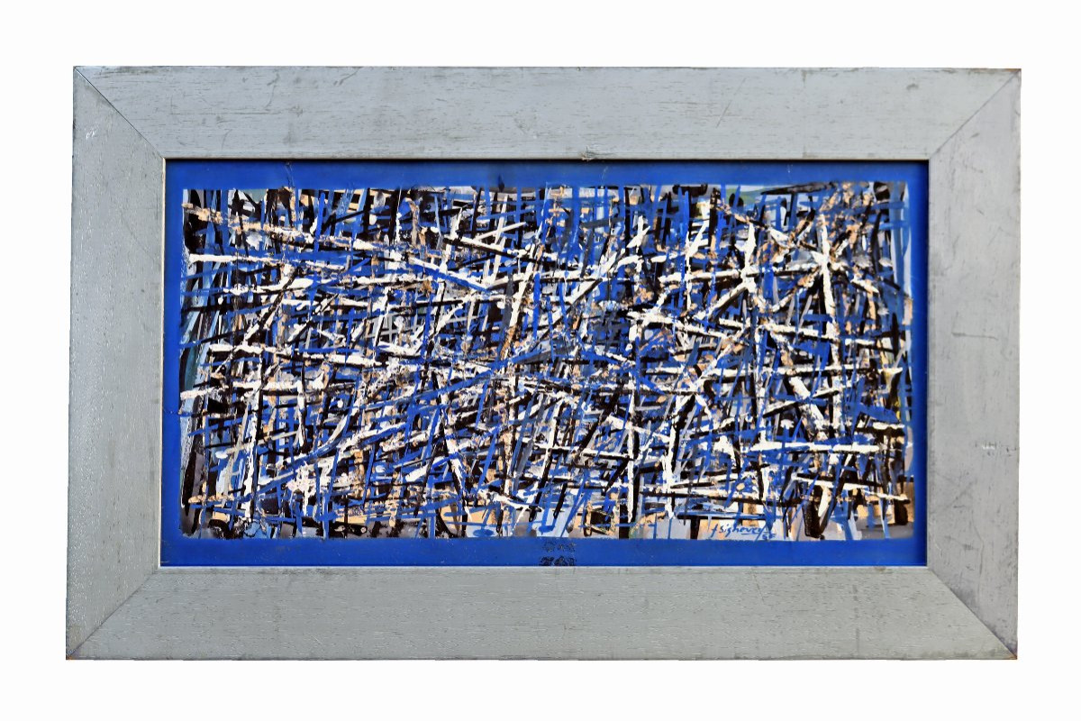 Jean Signovert (1919-1981) Blue Abstraction Dated 1956-photo-2