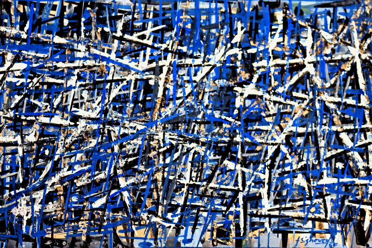 Jean Signovert (1919-1981) Blue Abstraction Dated 1956-photo-3